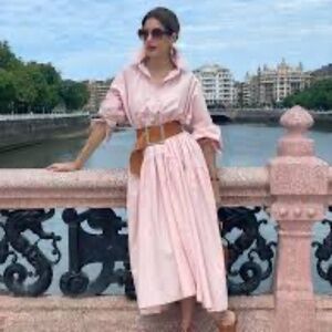 Marielle Almelo pink cotton midi dress